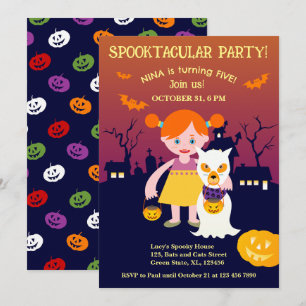 Invitation Halloween Costume fille fête d'anniversaire