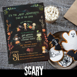 Invitation Halloween Costume Monster Party Enfants