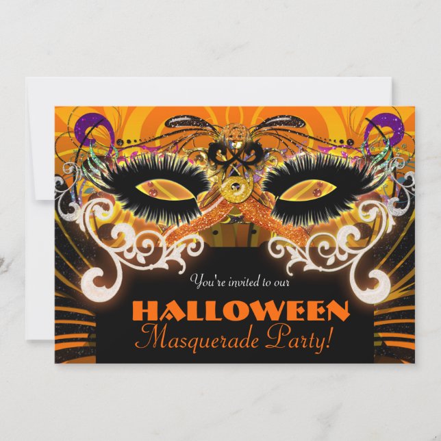 Invitation Halloween Costume Party Masquerade Masque Invitati (Devant)