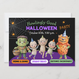 Invitation Halloween Costume Party Monstres éffrayant fun Dan