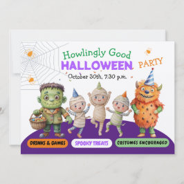 Invitation Halloween Costume Party Monstres éffrayant fun Dan