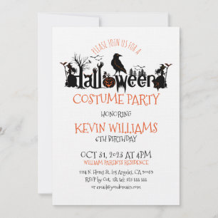 Invitation Halloween Costume Party SpookyHalloween Typographi