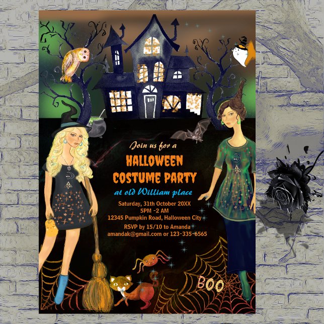 INVITATION HALLOWEEN COSTUME WITCHES PARTY (Zazzle Adult HALLOWEEN COSTUME PARTY Invitation )