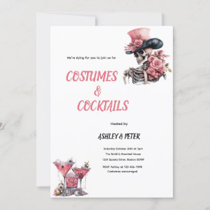 Invitation Halloween crâne Cocktails & Costumes Party