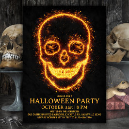 Invitation Halloween crâne de feu