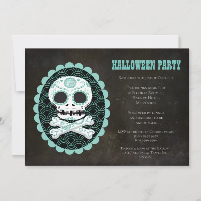 Invitation Halloween crâne de sucre Jour de l'Invitation du P (Devant)