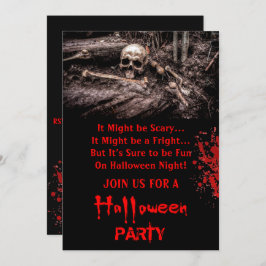 Invitation Halloween crâne et os effrayant 
