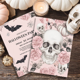 Invitation Halloween crâne floral