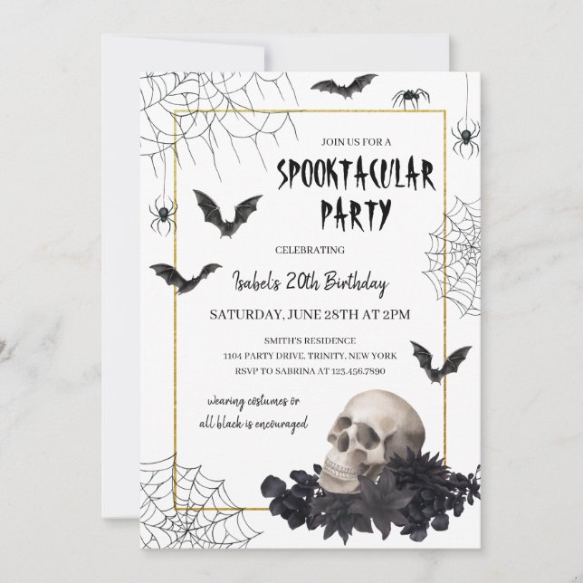 Invitation Halloween crâne Spooktaculaire Anniversaire (Devant)