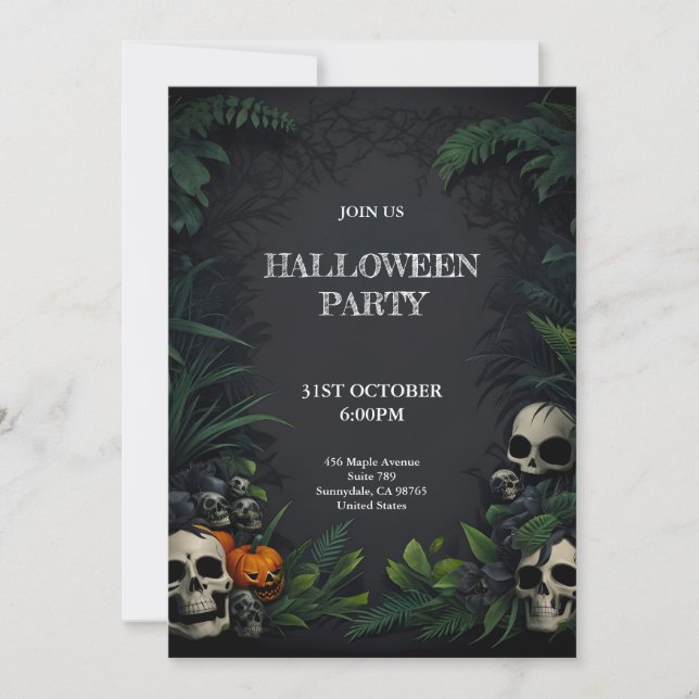 Invitation Halloween crânes fête avec arrière - plan sombre (Devant)