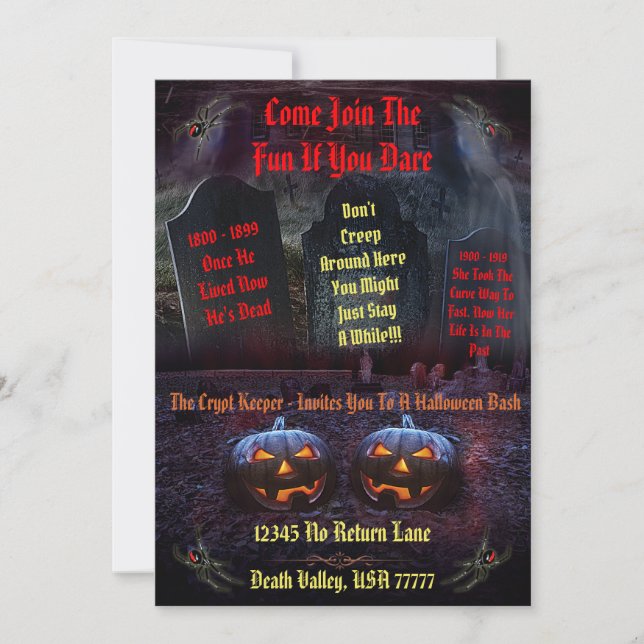 Invitation Halloween Crypt Keeper Graveyard Tombstone Bash (Devant)