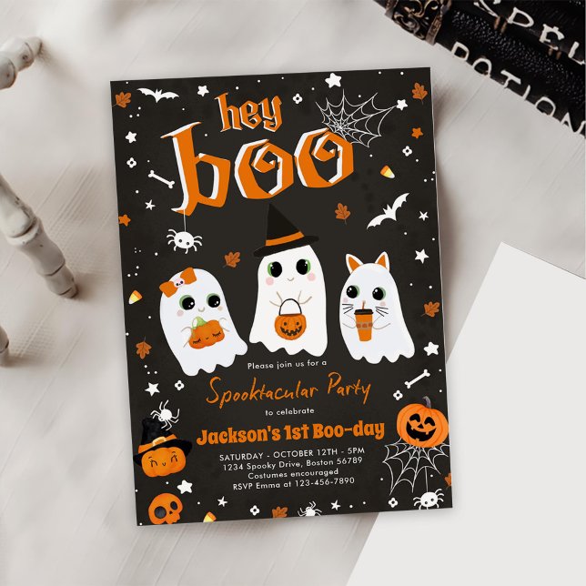 Invitation Halloween Cute Ghost 1er Anniversaire Spooktaculai (Créateur téléchargé)