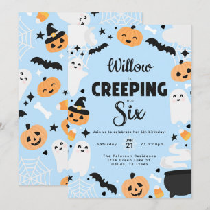 Invitation Halloween Cute Ghost 6e fête d'anniversaire