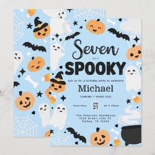 Invitation Halloween Cute Ghost 7e fête d'anniversaire