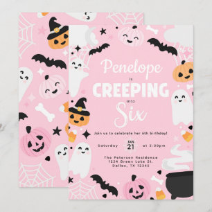 Invitation Halloween Cute Ghost Citrouille 6e fête d'annivers
