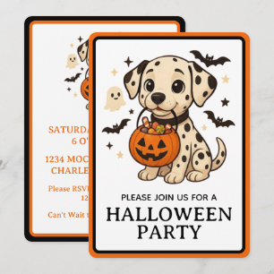Invitation Halloween Dalmatie Chien Trick ou Treat Party