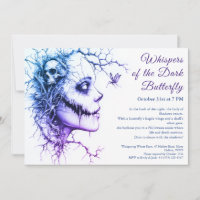 Invitation Halloween Dark Lady – Papillon & Crâne