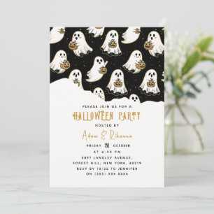 Invitation Halloween de citrouille et fantôme moderne