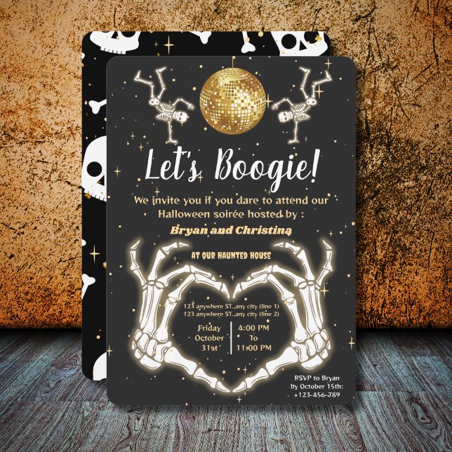 Invitation Halloween de luxe Dance Skeletons Disco Ball Party (Créateur téléchargé)