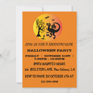 Invitation Halloween Dinosaur Éffrayant T-Rex Halloween Party
