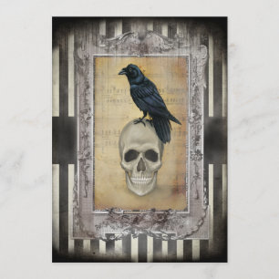 Invitation Halloween du corbeau et du crâne