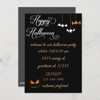Invitation Halloween écrivez votre texte