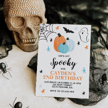Halloween Éffrayant Anniversaire Bleu Citrouilles