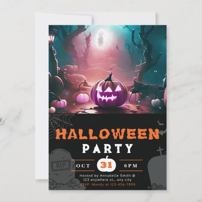Invitation Halloween effrayant Jack-O' Lantern Forest (Devant)