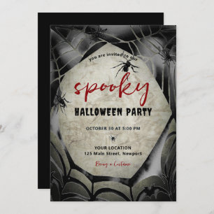 Invitation Halloween Éffrayant Party Spiderweb Spiderweb Blac