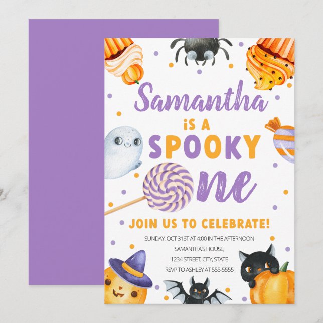 Invitation Halloween Éffrayant un premier anniversaire Invita (Devant / Derrière)