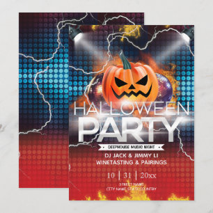 Invitation Halloween électronique à effet néon Jack-O-Lantern