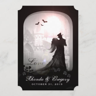 Invitation Halloween Elegant Love Silhouette Avec