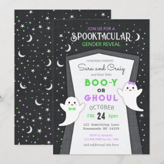 Invitation Halloween fantôme bébé sexe révéler l'invitation