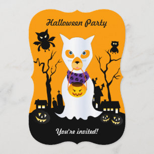 Invitation Halloween fantôme chien enfant va à tour de rôle