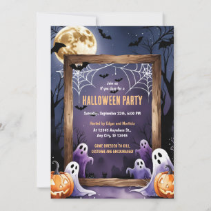 Invitation Halloween fantôme et Citrouille