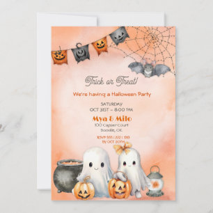 Invitation Halloween fantôme mignon