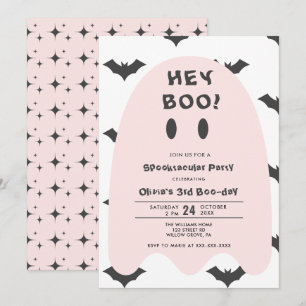Invitation Halloween Fantôme Rose N'Importe Quelle Année Anni