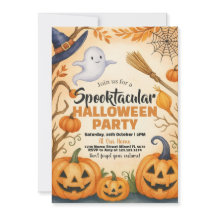 Invitation Halloween | Fantômes et cimetière hanté