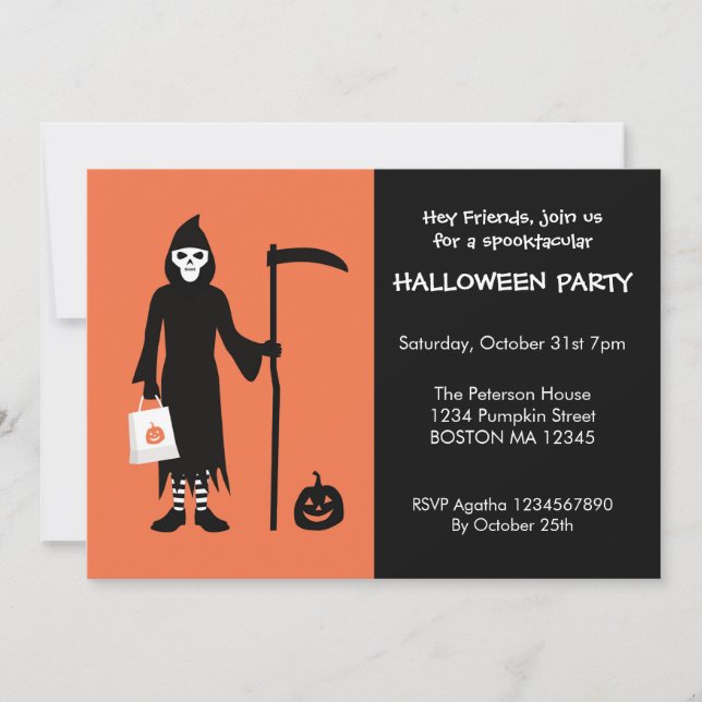 Invitation Halloween Faucheuse (Devant)