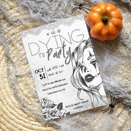 Invitation Halloween féminin moderne noir et blanc