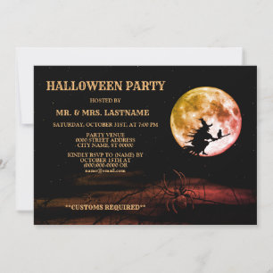 Invitation Halloween fête Black Night Pleine lune effrayant