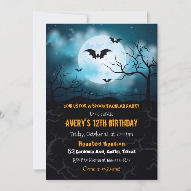 Invitation Halloween, fête d'anniversaire Hallowee (Devant)