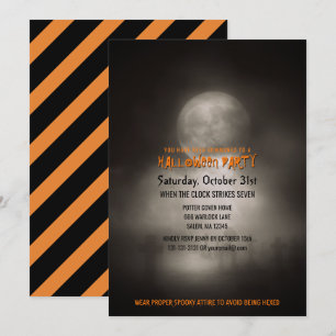 Invitation Halloween fête Éffrayant Lune cimetière