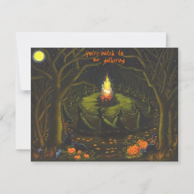 Invitation Halloween, fête, invitations, tirs de joie, sorciè (Devant)
