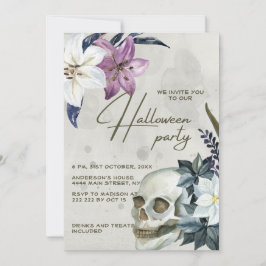 Invitation Halloween florale beige