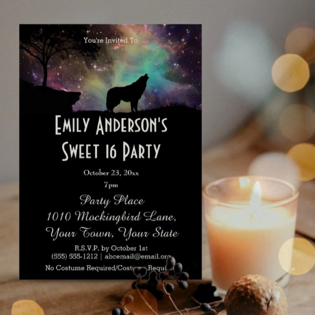 Invitation Halloween Galaxy Wolf Costume Sweet 16 Anniversair (Créateur téléchargé)