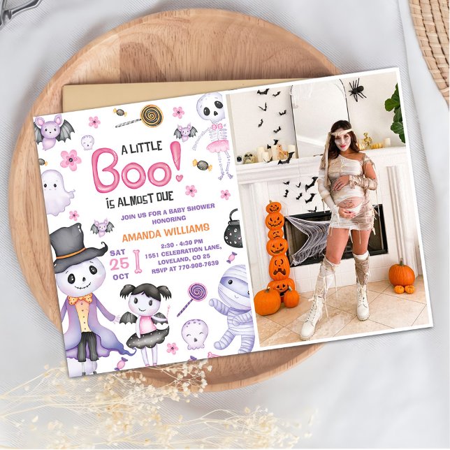 Invitation Halloween Ghost Baby Girl Douche Party Photo (Créateur téléchargé)