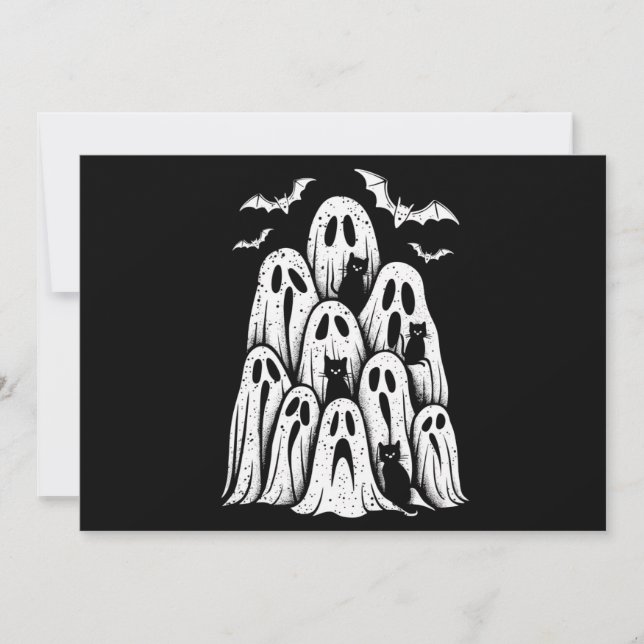 Invitation Halloween Ghost Chats Lover automne Éffrayante sai (Devant)