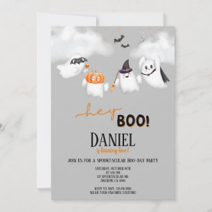 Invitation Halloween Ghost Hey Boo fête d'anniversaire