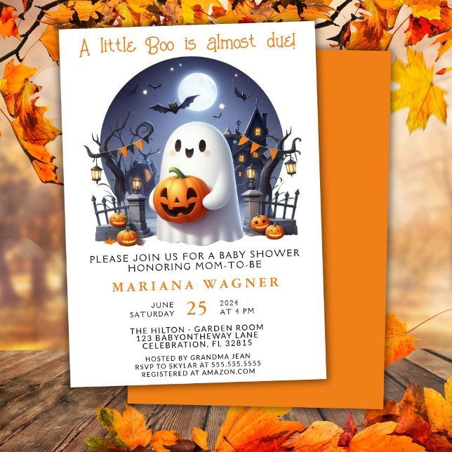 Invitation Halloween Ghost Little Boo Baby shower (Créateur téléchargé)